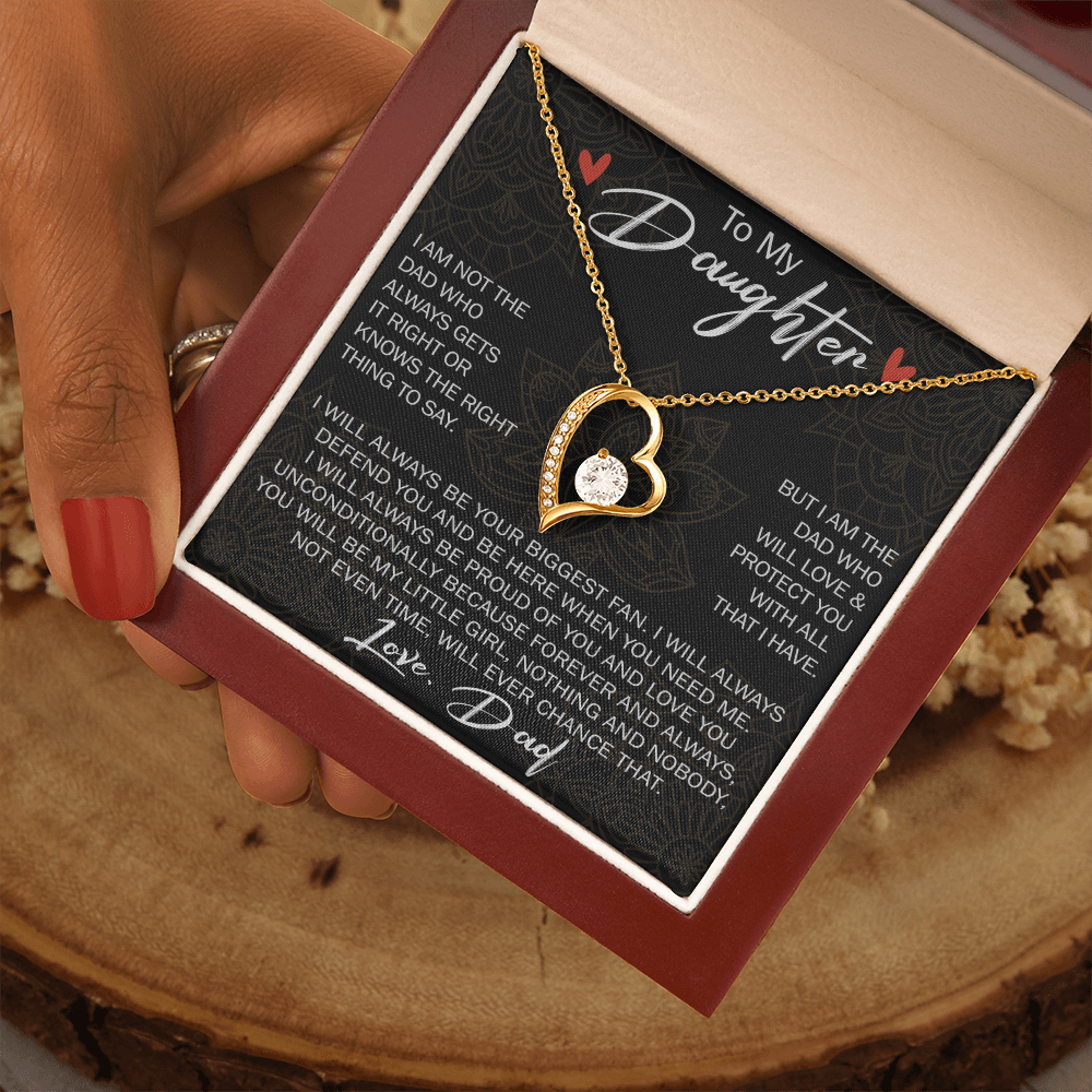 To My Daughter Forever Love Necklace Gift - Family Matching Jewelry for Birthday Back to School, Christmas Eve from Dad Papa, Father