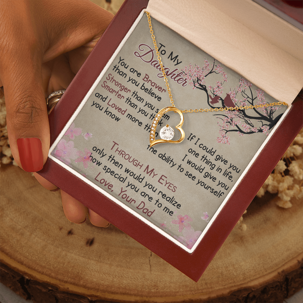 To My Daughter Gift from Dad - Forever Love Necklace for Your Princess, Little Girl Present