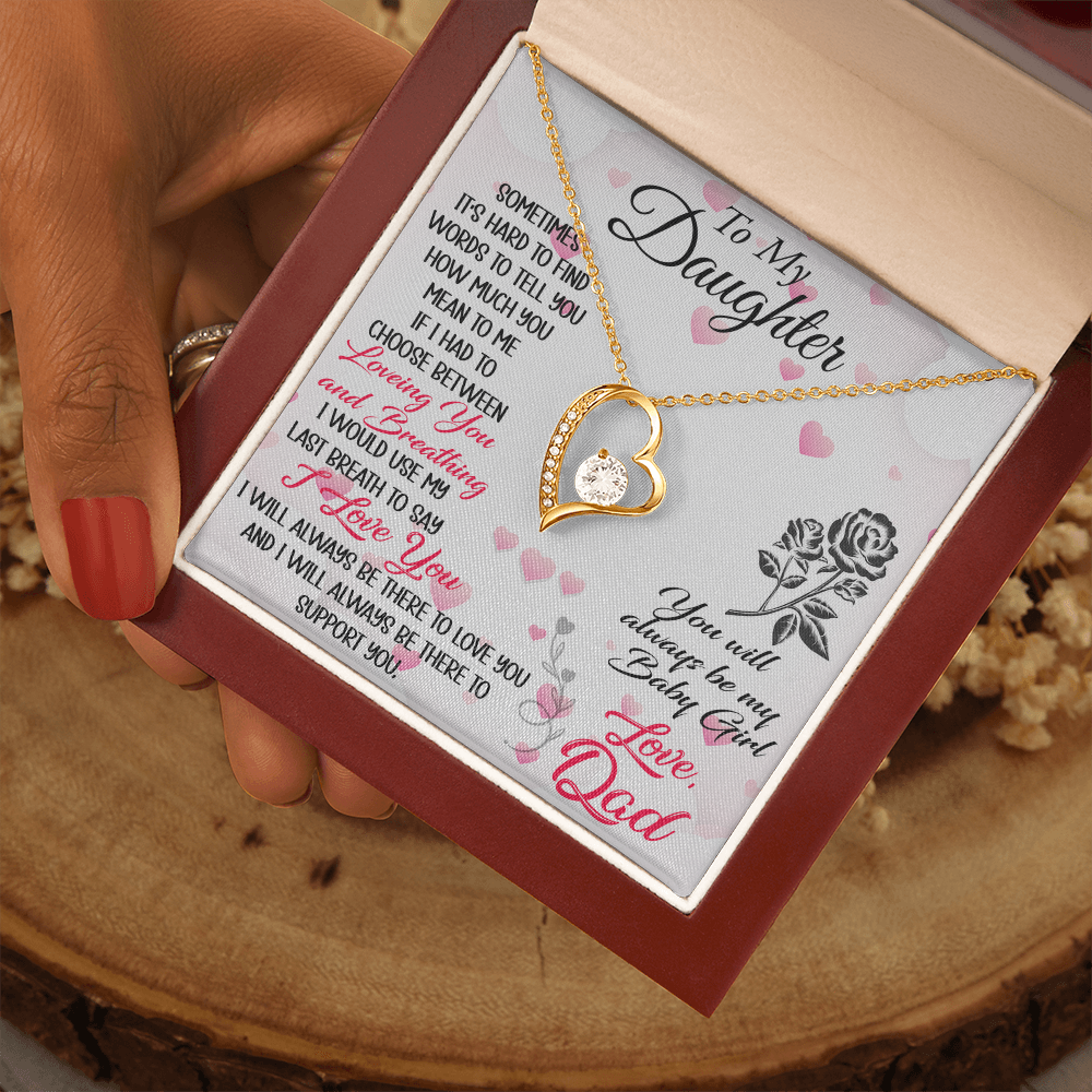 To My Daughter Forever Love Heart Necklace - Luxury Family Matching Gift from Dad, Father for Birthday, Christmas, or any Special Occasion