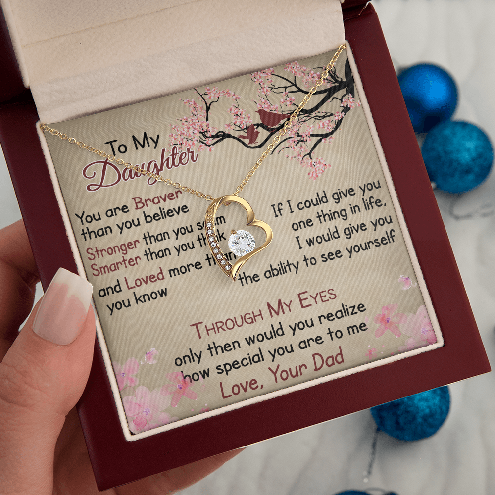 To My Daughter Gift from Dad - Forever Love Necklace for Your Princess, Little Girl Present