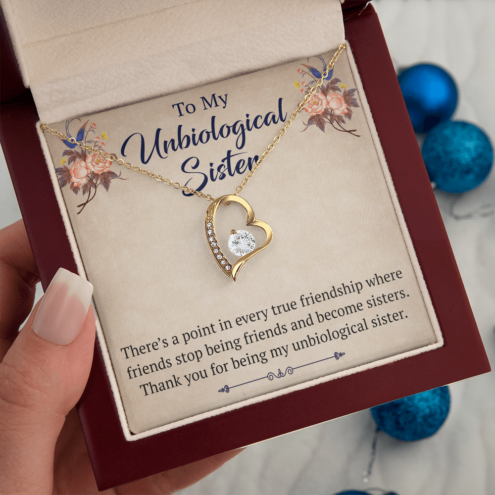 To My Unbiological Sister Forever Love Heart Necklace, Unique Gift for Birthday, Mother's Day, Christmas, or any Special Occasion