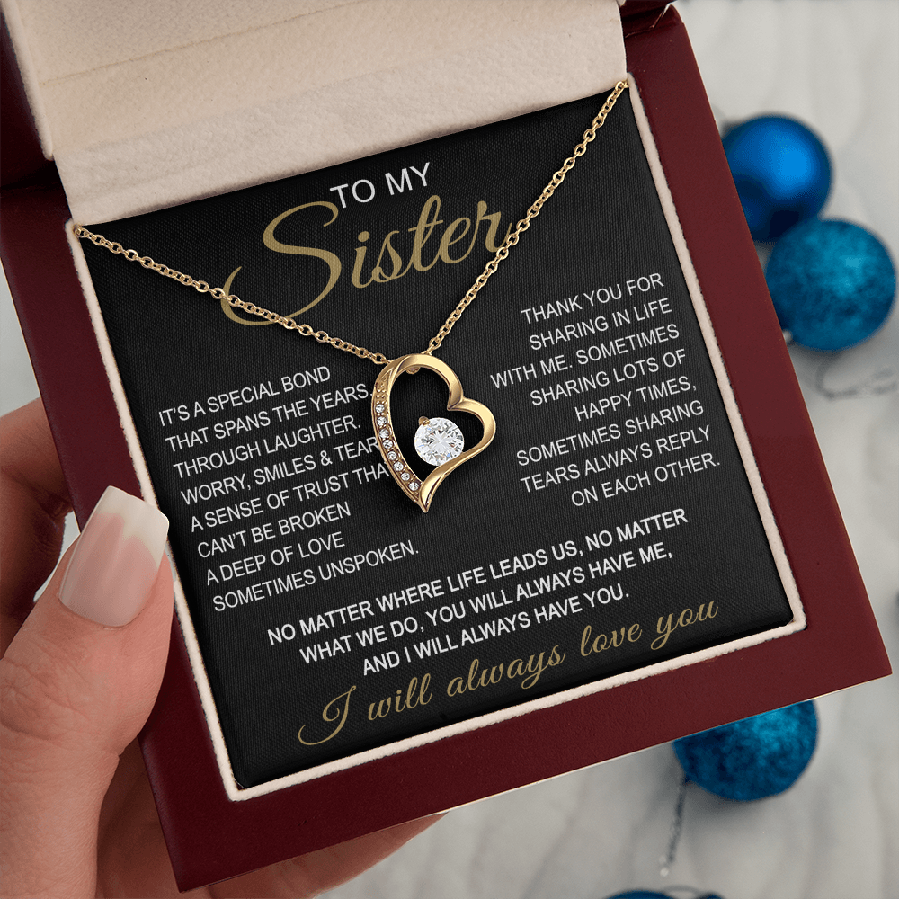 To My Sister Forever Love Necklace Sister Gifts With Heartfelt Message, Sister Gifts From Sister Brother For Birthday