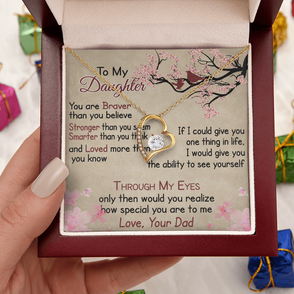 To My Daughter Gift from Dad - Forever Love Necklace for Your Princess, Little Girl Present