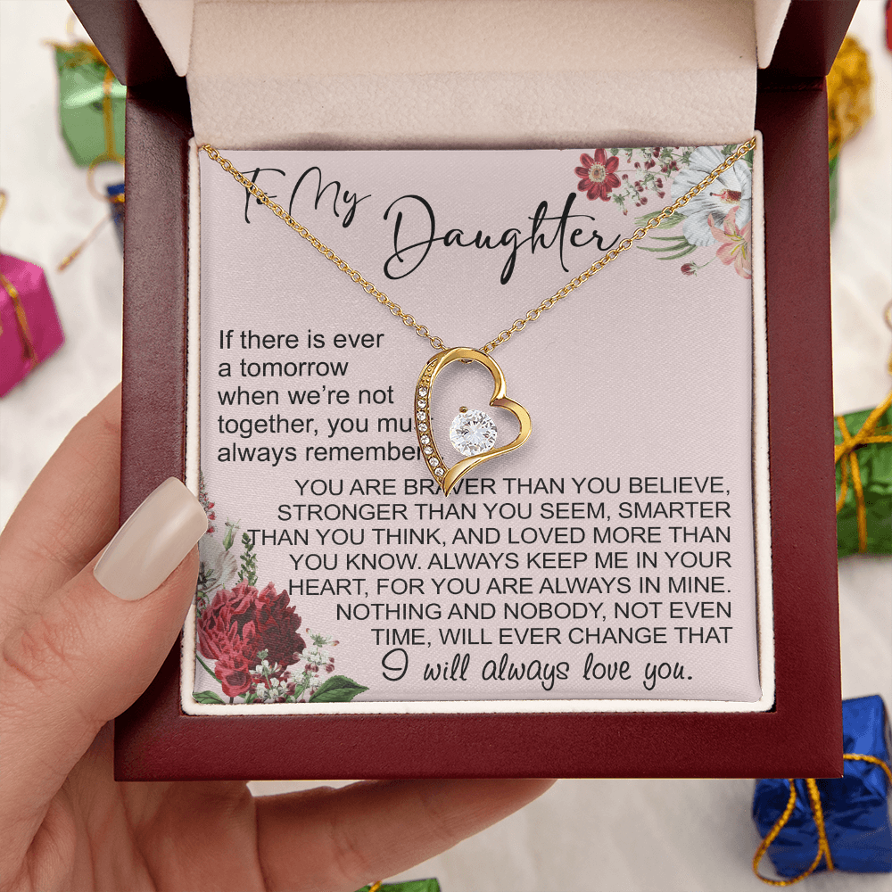 To My Daughter Gift from Dad Mom, Mother In Law, Father In Law - Forever Love Heart Necklace For Little Girl