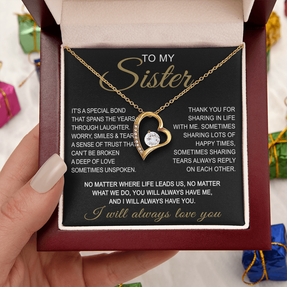 To My Sister Forever Love Necklace Sister Gifts With Heartfelt Message, Sister Gifts From Sister Brother For Birthday
