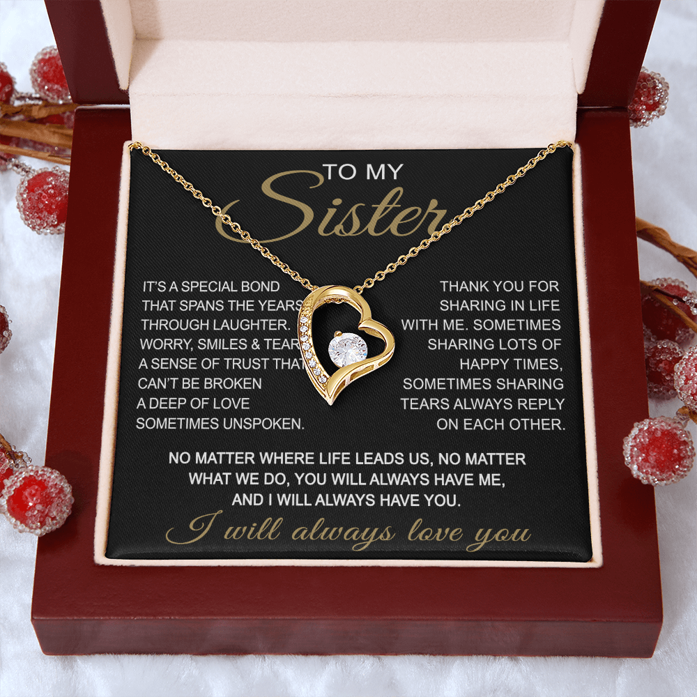 To My Sister Forever Love Necklace Sister Gifts With Heartfelt Message, Sister Gifts From Sister Brother For Birthday
