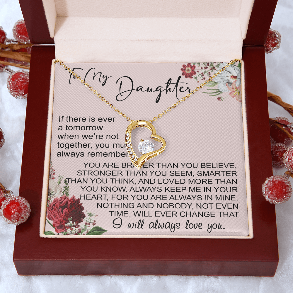 To My Daughter Gift from Dad Mom, Mother In Law, Father In Law - Forever Love Heart Necklace For Little Girl