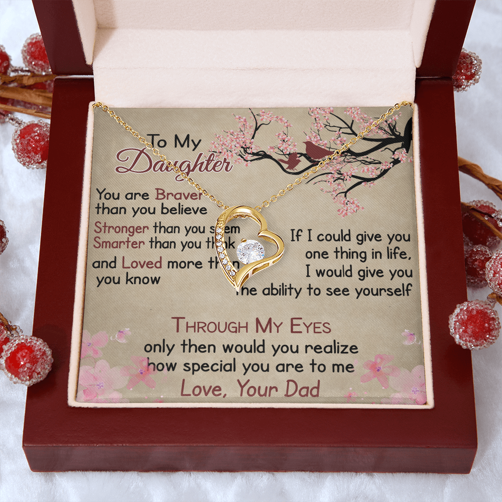 To My Daughter Gift from Dad - Forever Love Necklace for Your Princess, Little Girl Present