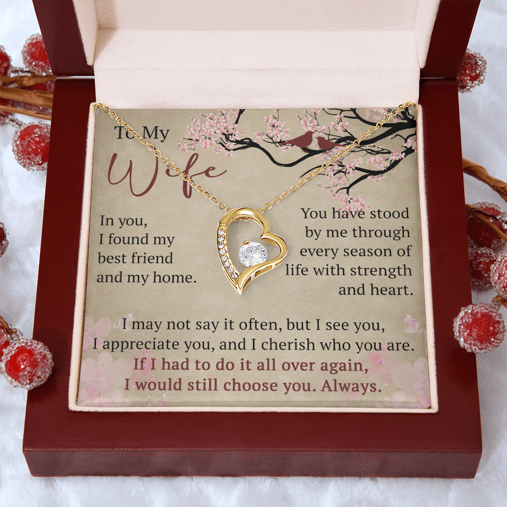 Wife Necklace Anniversary Gift Birthday Present For Her, Forever Love Necklace Romantic Keepsake from Husband