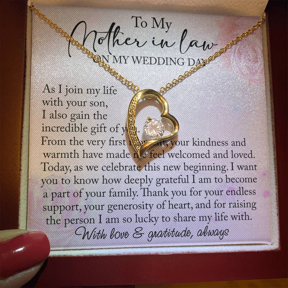 Mother-in-Law Wedding Day Forever Love Heart Necklace, Custom MIL Jewelry, Daughter-in-Law Gift, Personalized Gift From Bride