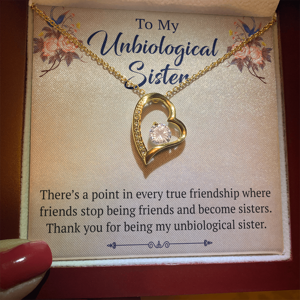 To My Unbiological Sister Forever Love Heart Necklace, Unique Gift for Birthday, Mother's Day, Christmas, or any Special Occasion