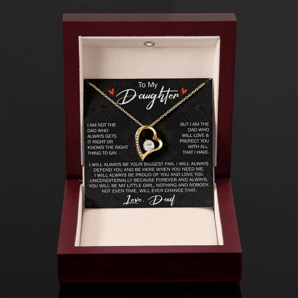 To My Daughter Gift from Dad - Forever Love Necklace for Your Princess, Little Girl Present - Birthday Gift