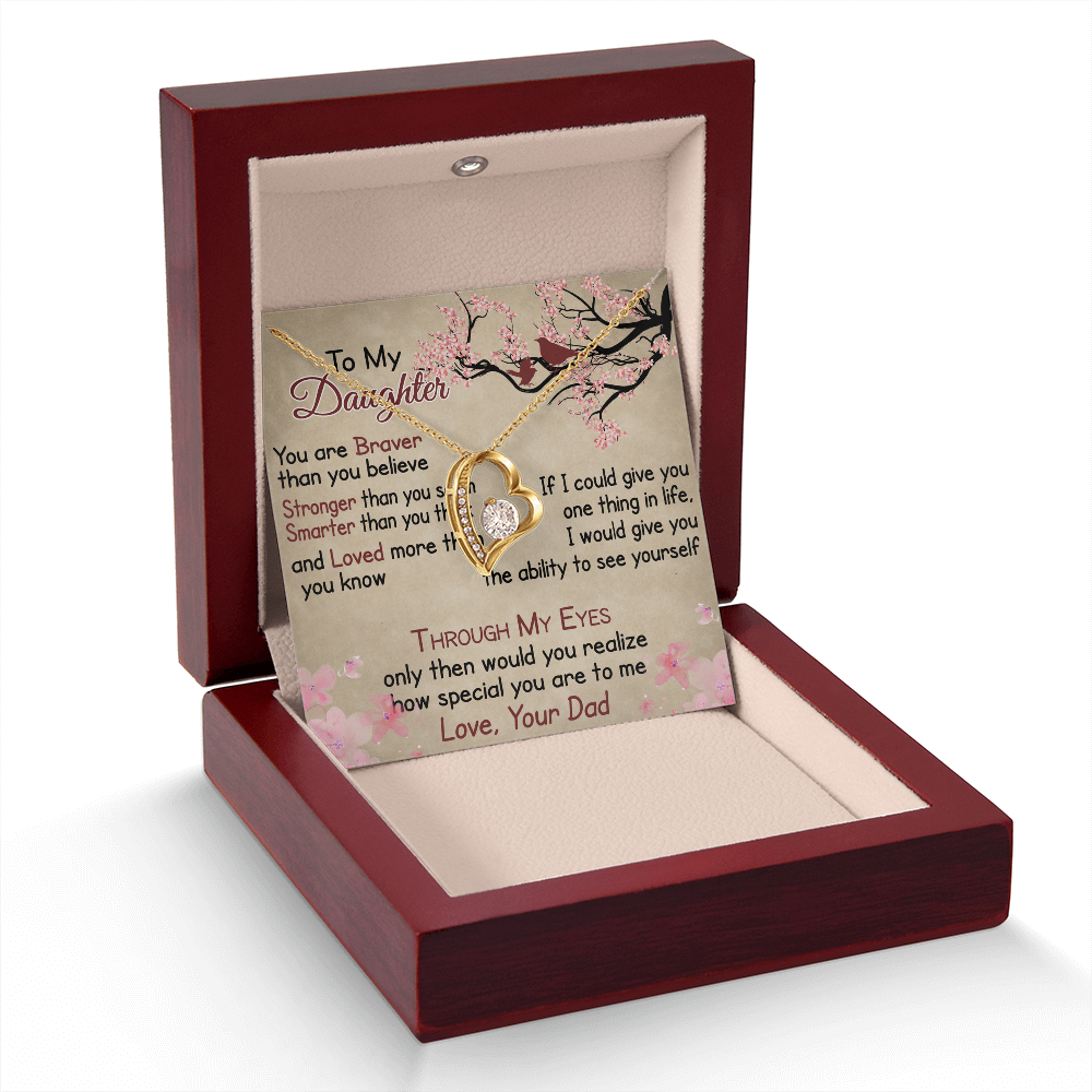 To My Daughter Gift from Dad - Forever Love Necklace for Your Princess, Little Girl Present