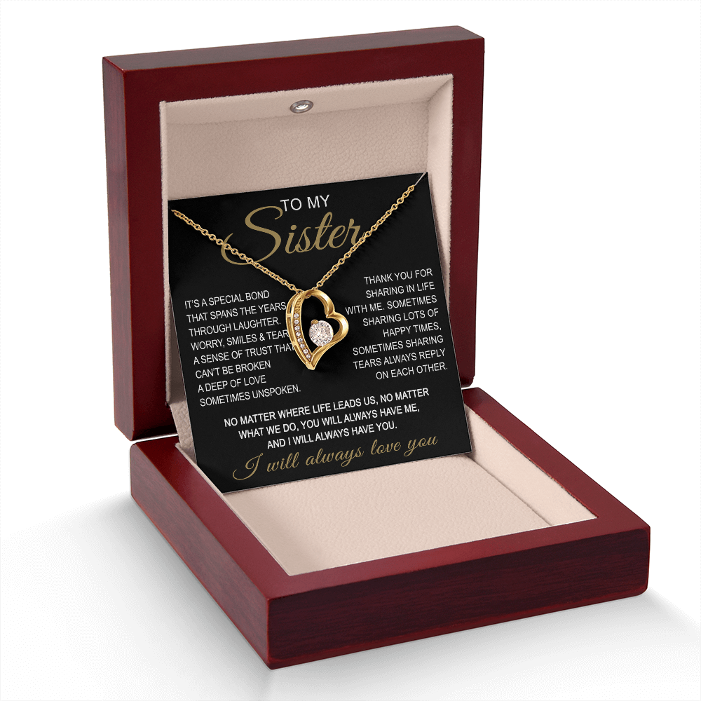 To My Sister Forever Love Necklace Sister Gifts With Heartfelt Message, Sister Gifts From Sister Brother For Birthday
