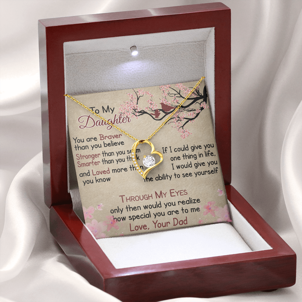 To My Daughter Gift from Dad - Forever Love Necklace for Your Princess, Little Girl Present