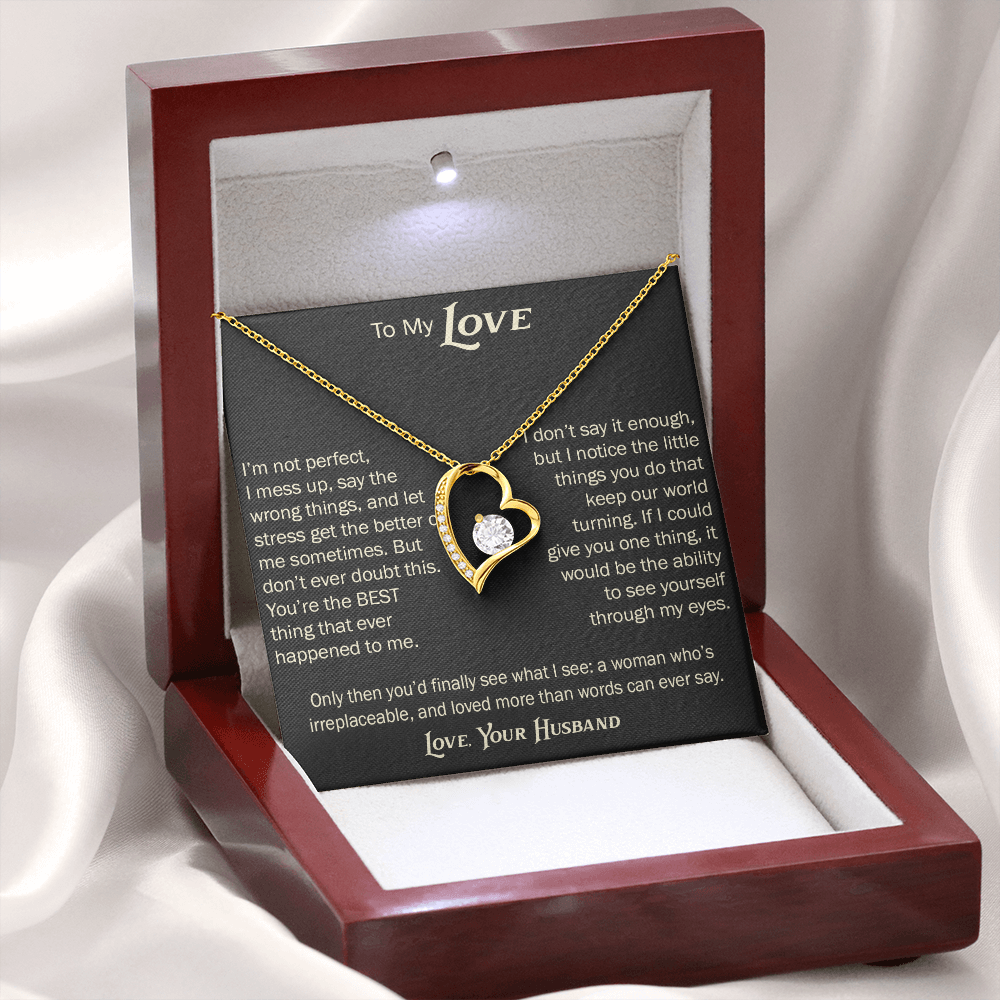Forever Love Necklace for Wife From Husband, Anniversary Jewelry, Christmas Birthday Present for Her, To My Soulmate Gift