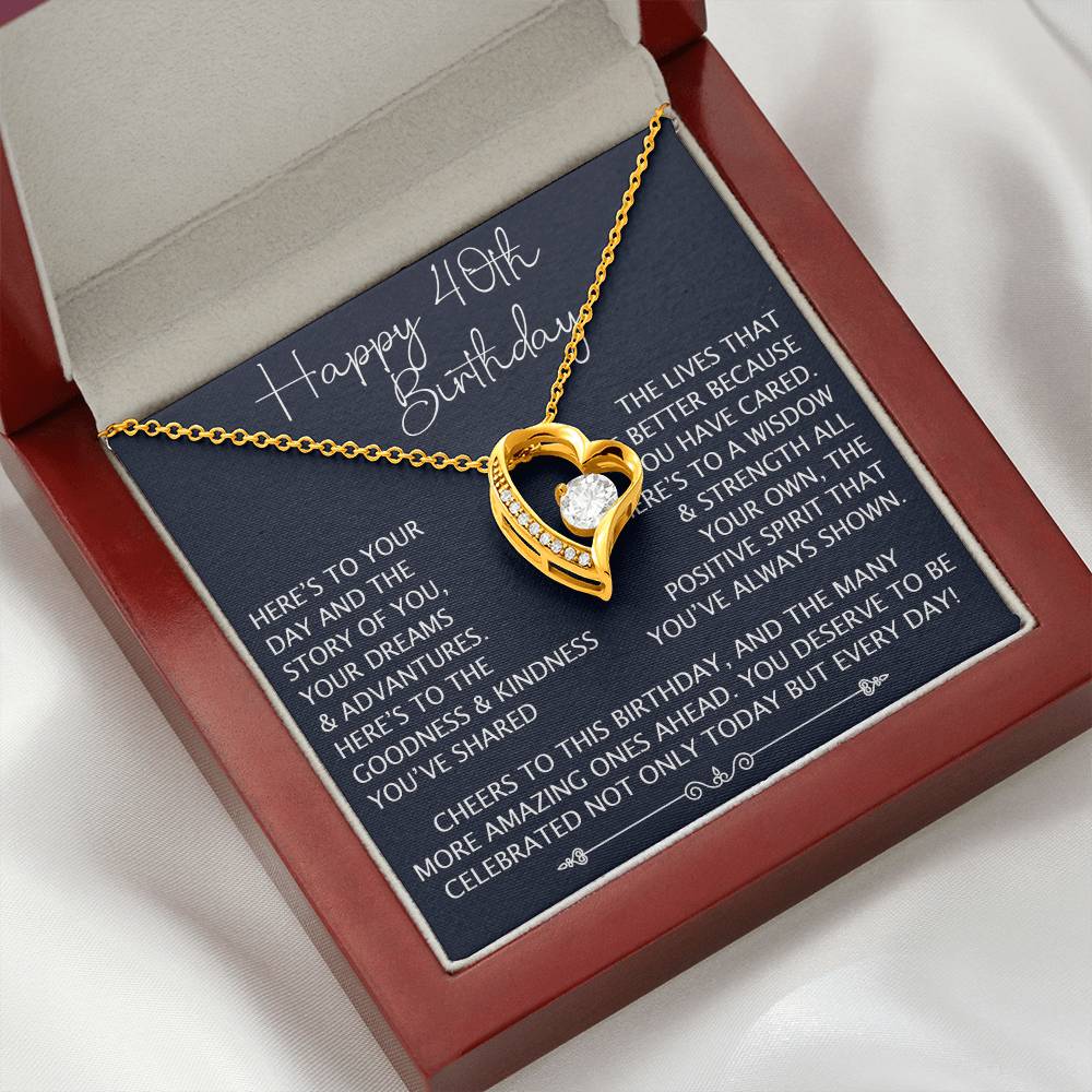 Happy 40th Birthday Gift - Forever Love Unique Necklace for Wife, Daughter, Grandma, Granddaughter, Mom, Women, Christmas, Birthday Gift
