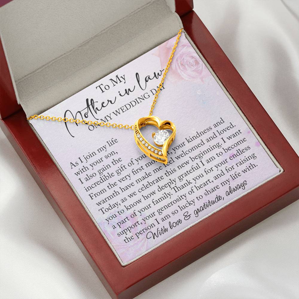 Mother-in-Law Wedding Day Forever Love Heart Necklace, Custom MIL Jewelry, Daughter-in-Law Gift, Personalized Gift From Bride