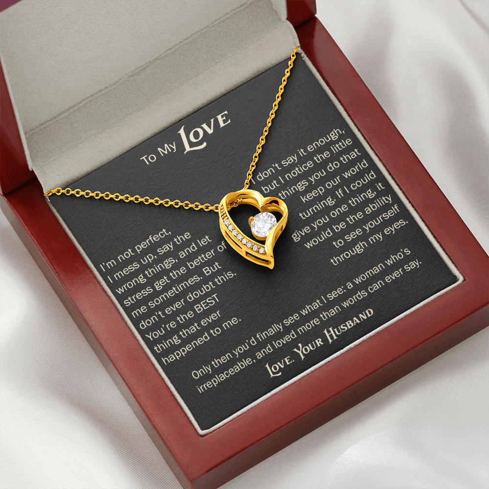 Forever Love Necklace for Wife From Husband, Anniversary Jewelry, Christmas Birthday Present for Her, To My Soulmate Gift