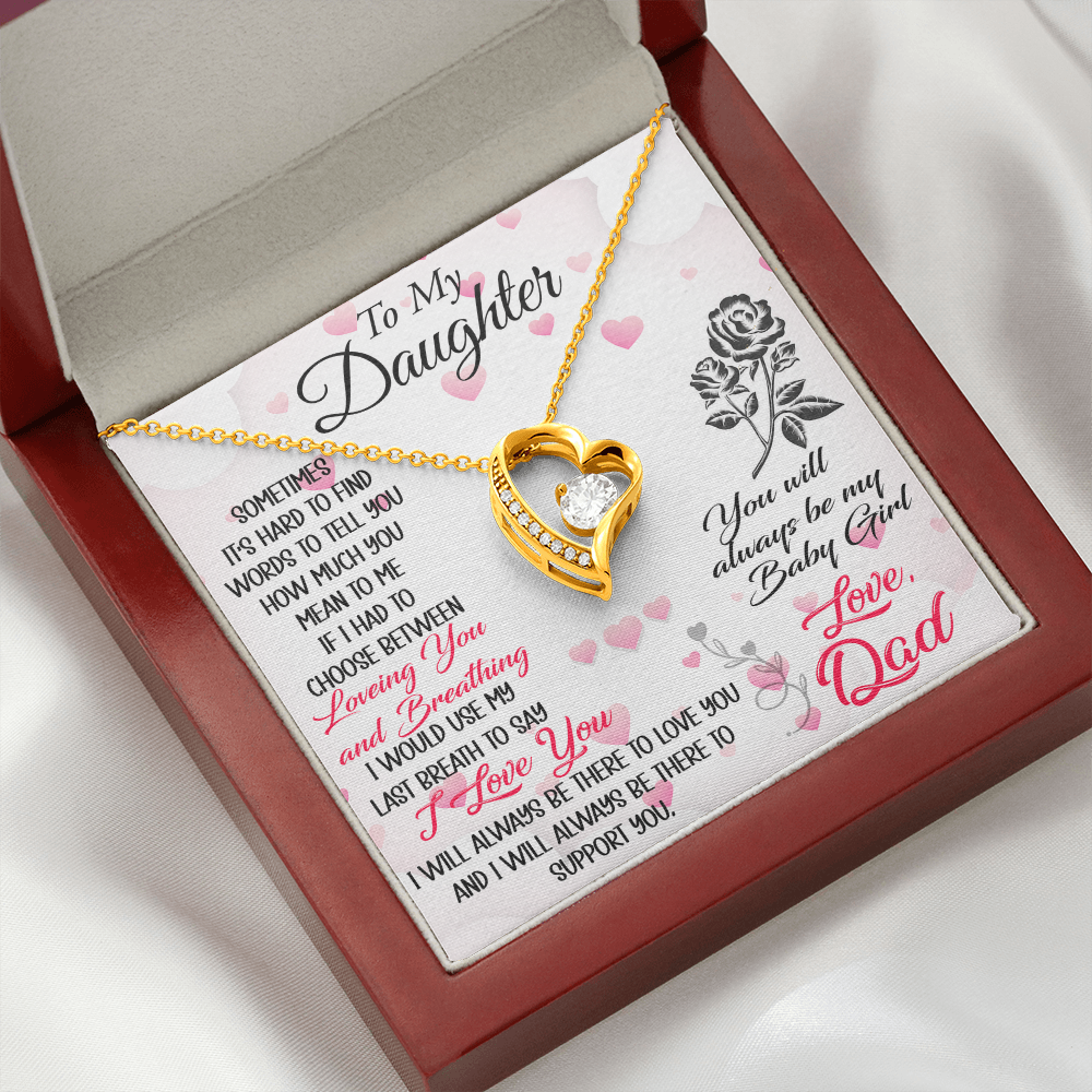 Proud Dad to Daughter Forever Love Necklace Gift for Birthday, Christmas, Back to School, Wedding or any Special Occasions. Best Gift from Father
