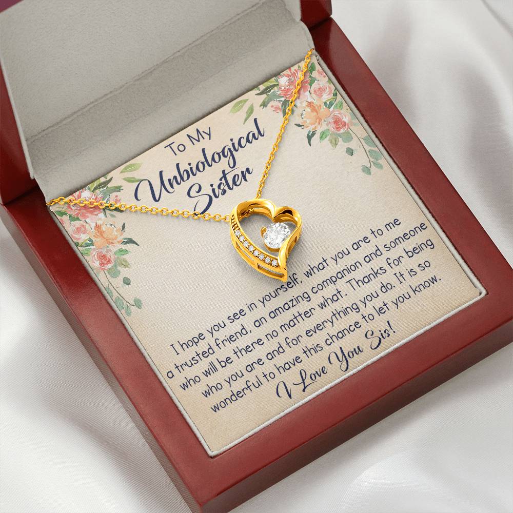 To My Unbiological Sister Forever Love Necklace, Unique Gift for Birthday, Mother's Day, Christmas, or any Special Occasion.