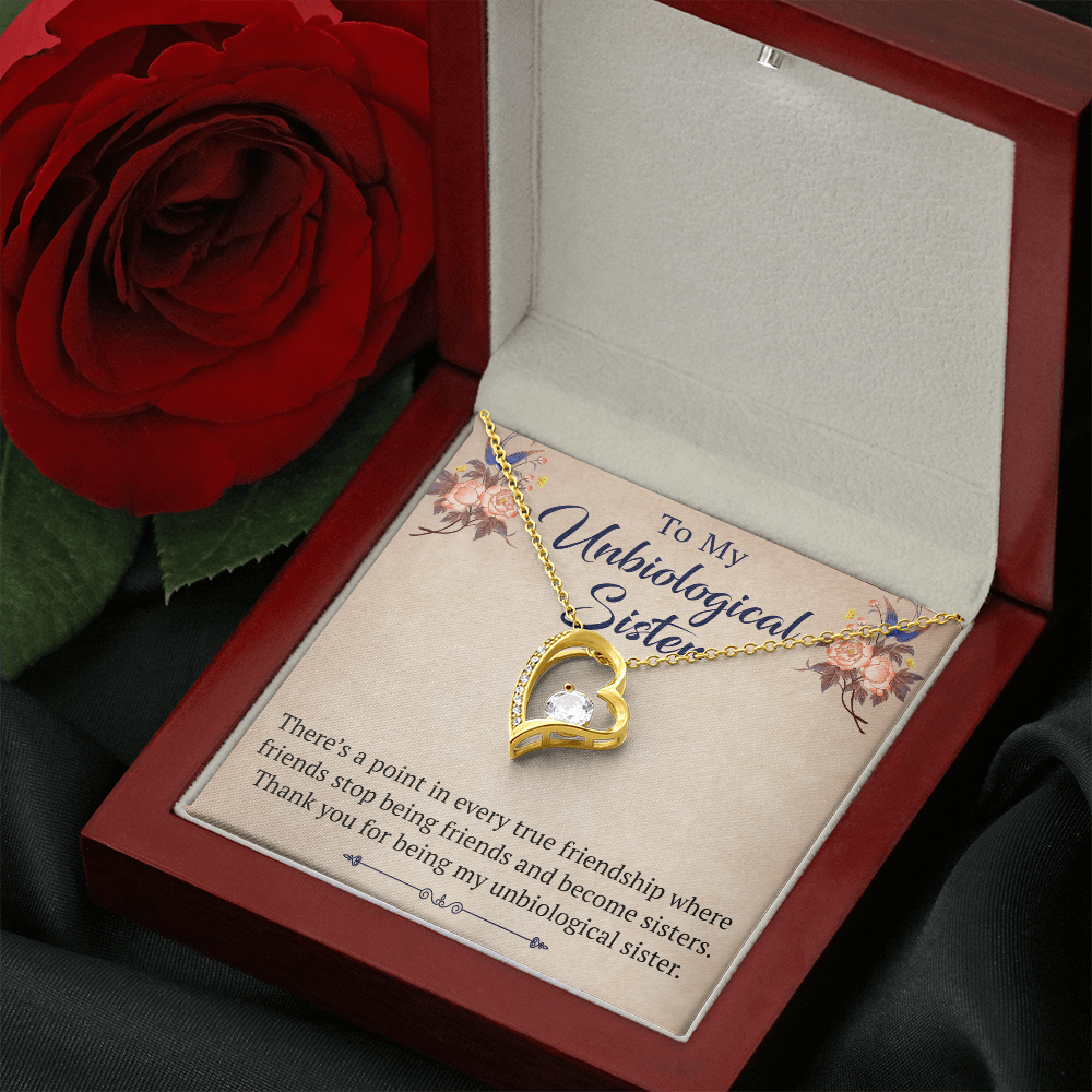 To My Unbiological Sister Forever Love Heart Necklace, Unique Gift for Birthday, Mother's Day, Christmas, or any Special Occasion