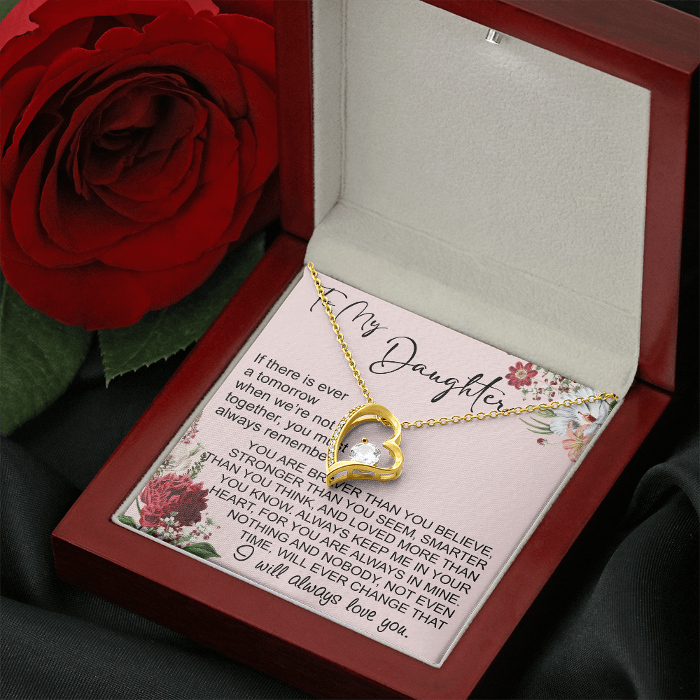 To My Daughter Gift from Dad Mom, Mother In Law, Father In Law - Forever Love Heart Necklace For Little Girl