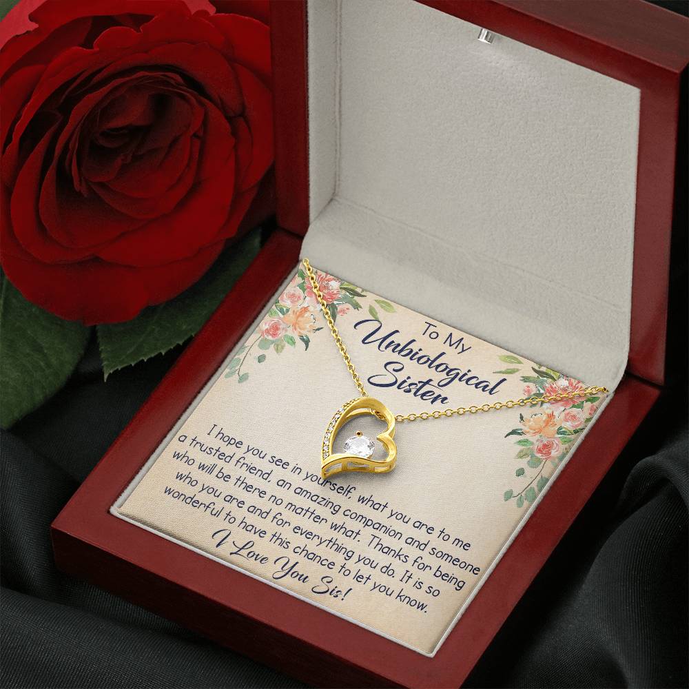 To My Unbiological Sister Forever Love Necklace, Unique Gift for Birthday, Mother's Day, Christmas, or any Special Occasion.