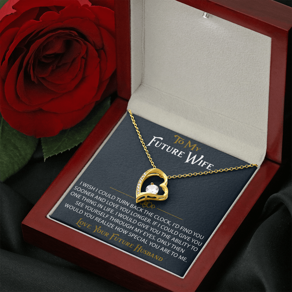 To My Future Wife Forever Love Heart Pendant Necklace Sentimental Gift for Bride (133562991407)