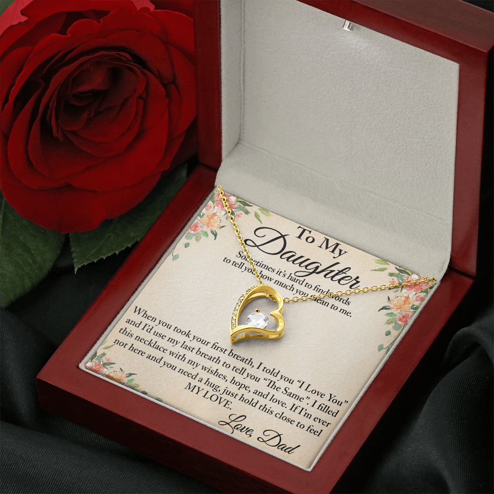 To My Daughter Unique Gift From Dad Forever Love Heart Necklace for Little Girl (134218942827)