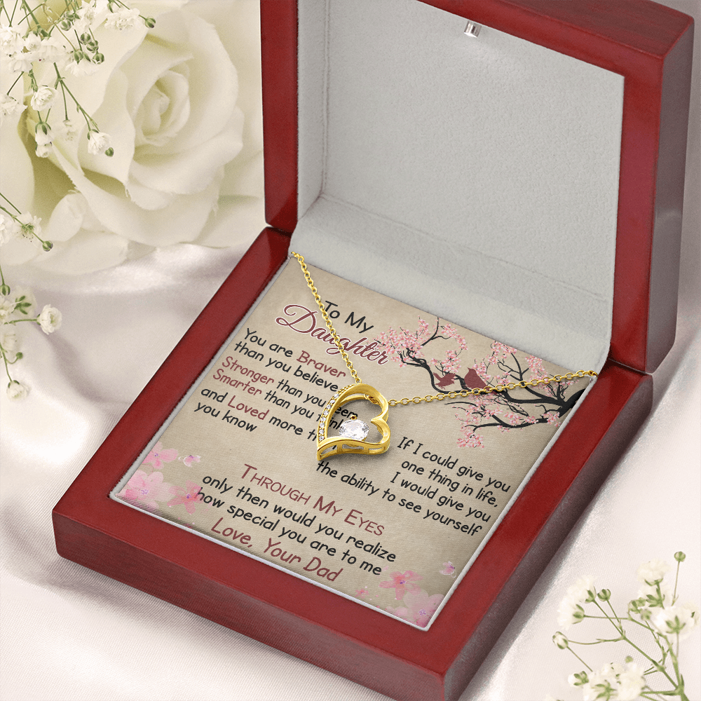 To My Daughter Gift from Dad - Forever Love Necklace for Your Princess, Little Girl Present