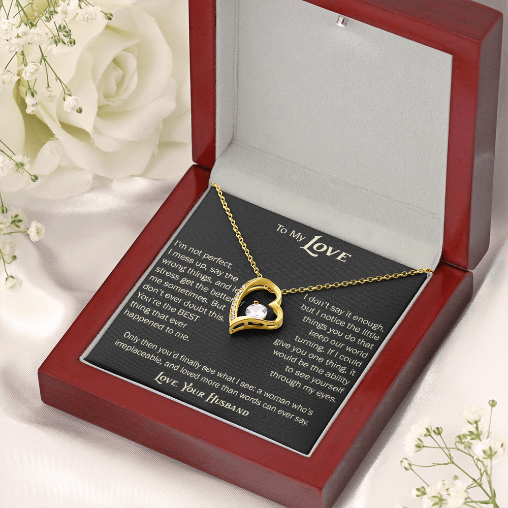 Forever Love Necklace for Wife From Husband, Anniversary Jewelry, Christmas Birthday Present for Her, To My Soulmate Gift