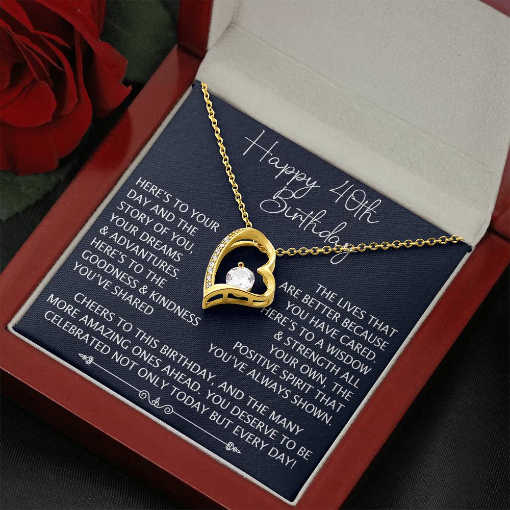 Happy 40th Birthday Gift - Forever Love Unique Necklace for Wife, Daughter, Grandma, Granddaughter, Mom, Women, Christmas, Birthday Gift