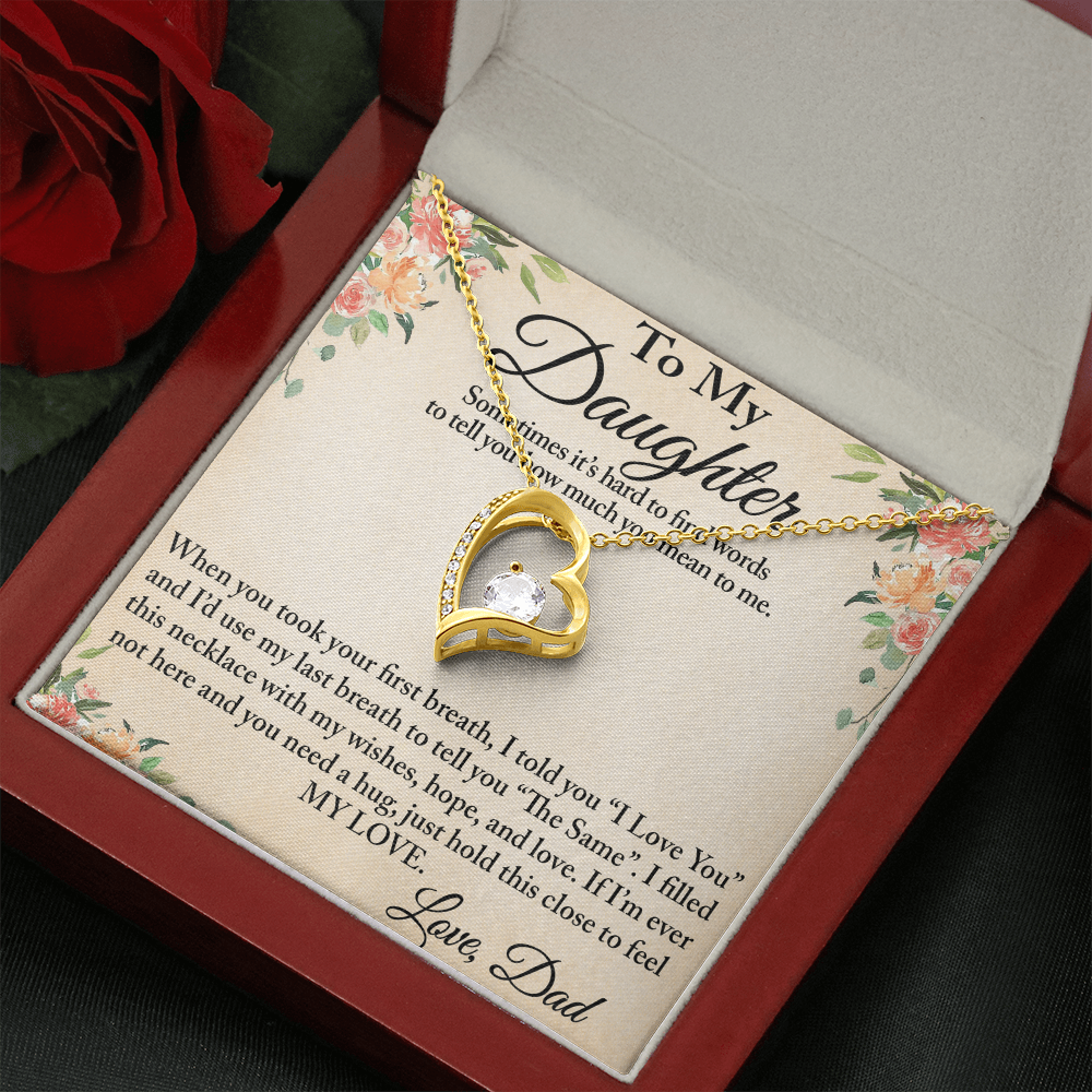 To My Daughter Unique Gift From Dad Forever Love Heart Necklace for Little Girl (134218942827)