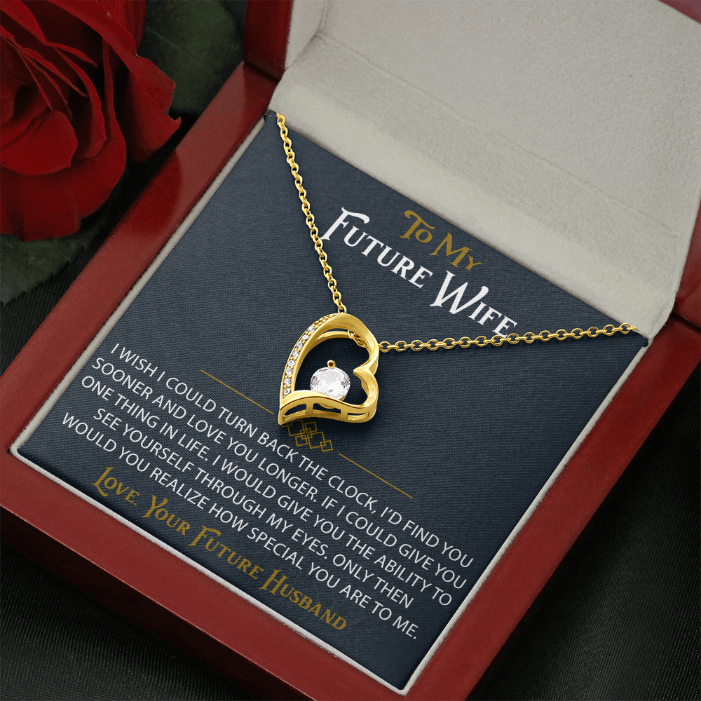 To My Future Wife Forever Love Heart Pendant Necklace Sentimental Gift for Bride (133562991407)