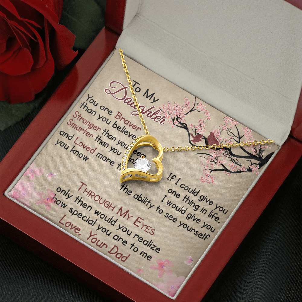 To My Daughter Gift from Dad - Forever Love Necklace for Your Princess, Little Girl Present
