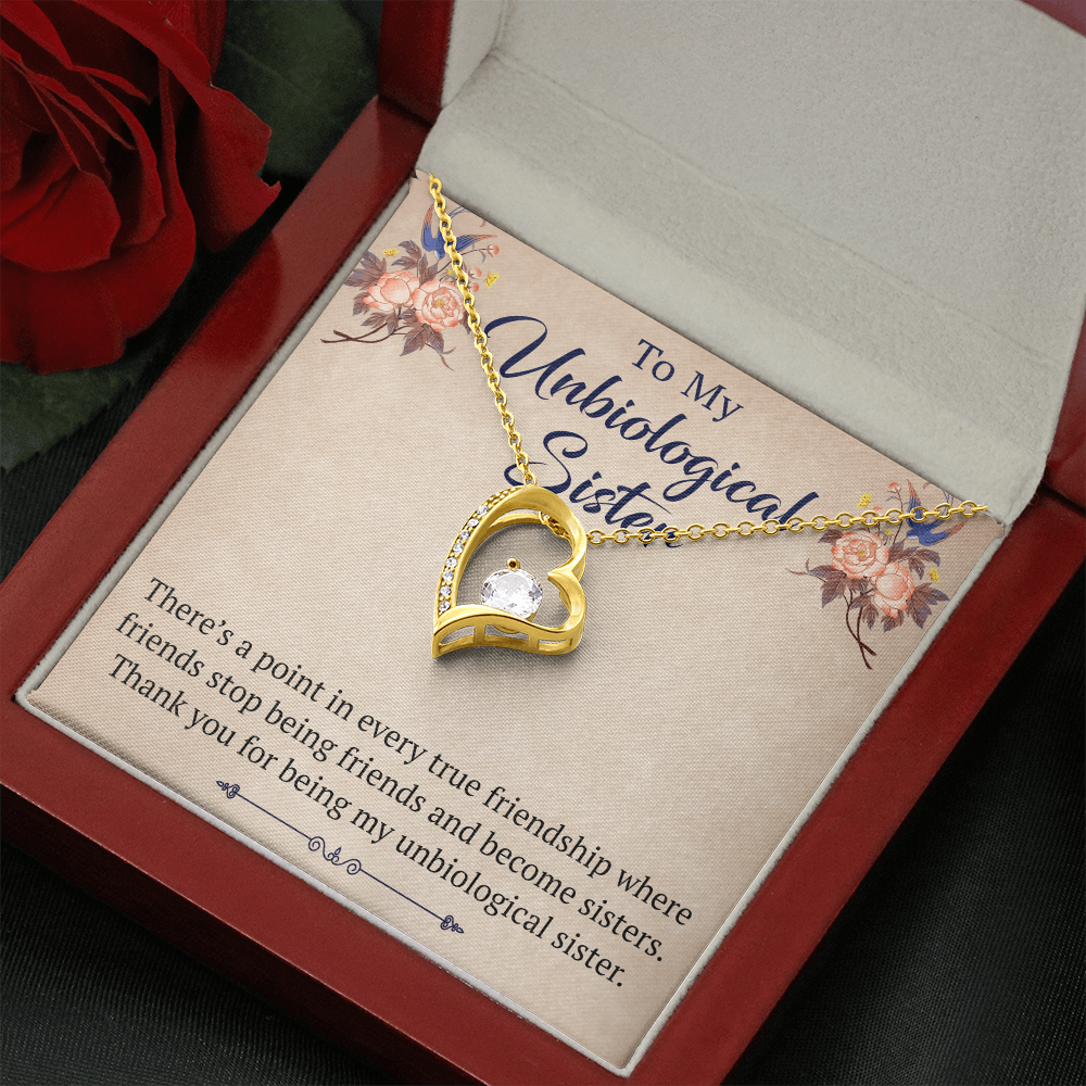 To My Unbiological Sister Forever Love Heart Necklace, Unique Gift for Birthday, Mother's Day, Christmas, or any Special Occasion