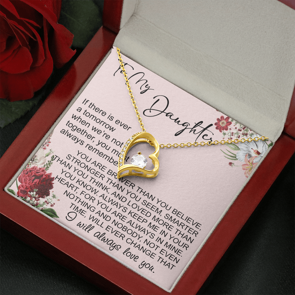 To My Daughter Gift from Dad Mom, Mother In Law, Father In Law - Forever Love Heart Necklace For Little Girl