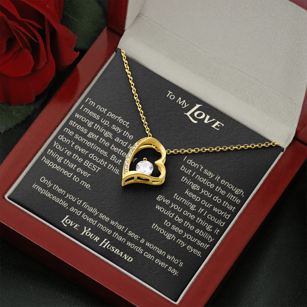 Forever Love Necklace for Wife From Husband, Anniversary Jewelry, Christmas Birthday Present for Her, To My Soulmate Gift