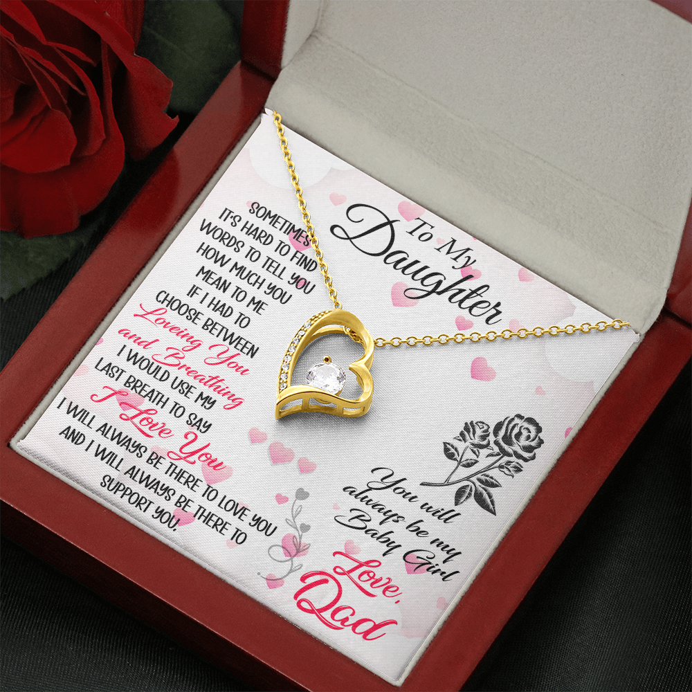 Proud Dad to Daughter Forever Love Necklace Gift for Birthday, Christmas, Back to School, Wedding or any Special Occasions. Best Gift from Father