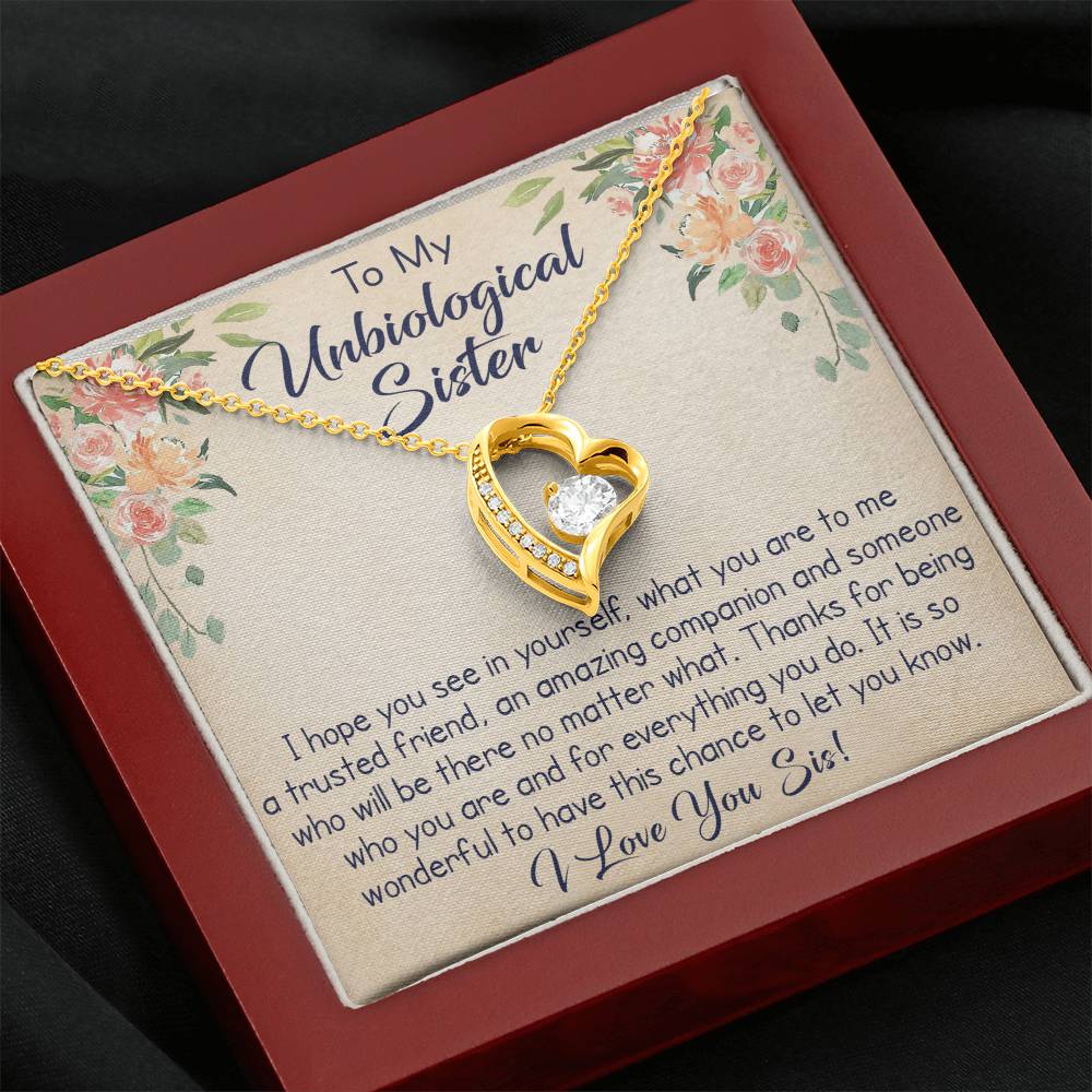 To My Unbiological Sister Forever Love Necklace, Unique Gift for Birthday, Mother's Day, Christmas, or any Special Occasion.