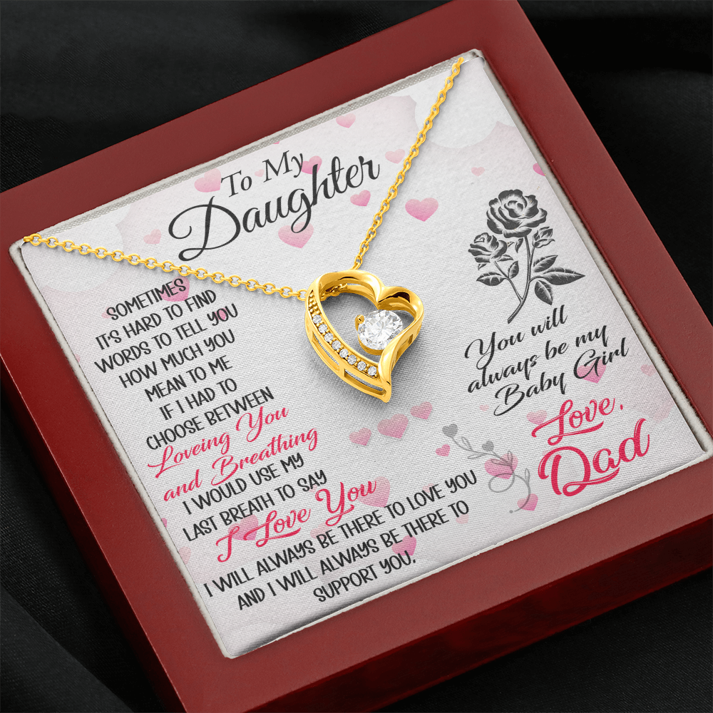 To My Daughter Forever Love Heart Necklace - Luxury Family Matching Gift from Dad, Father for Birthday, Christmas, or any Special Occasion