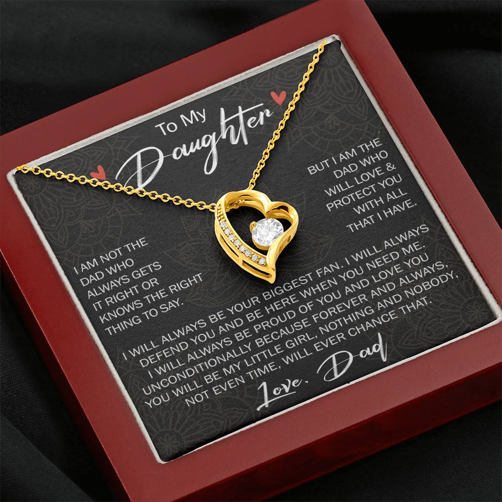 To My Daughter Gift from Dad - Forever Love Necklace for Your Princess, Little Girl Present - Birthday Gift