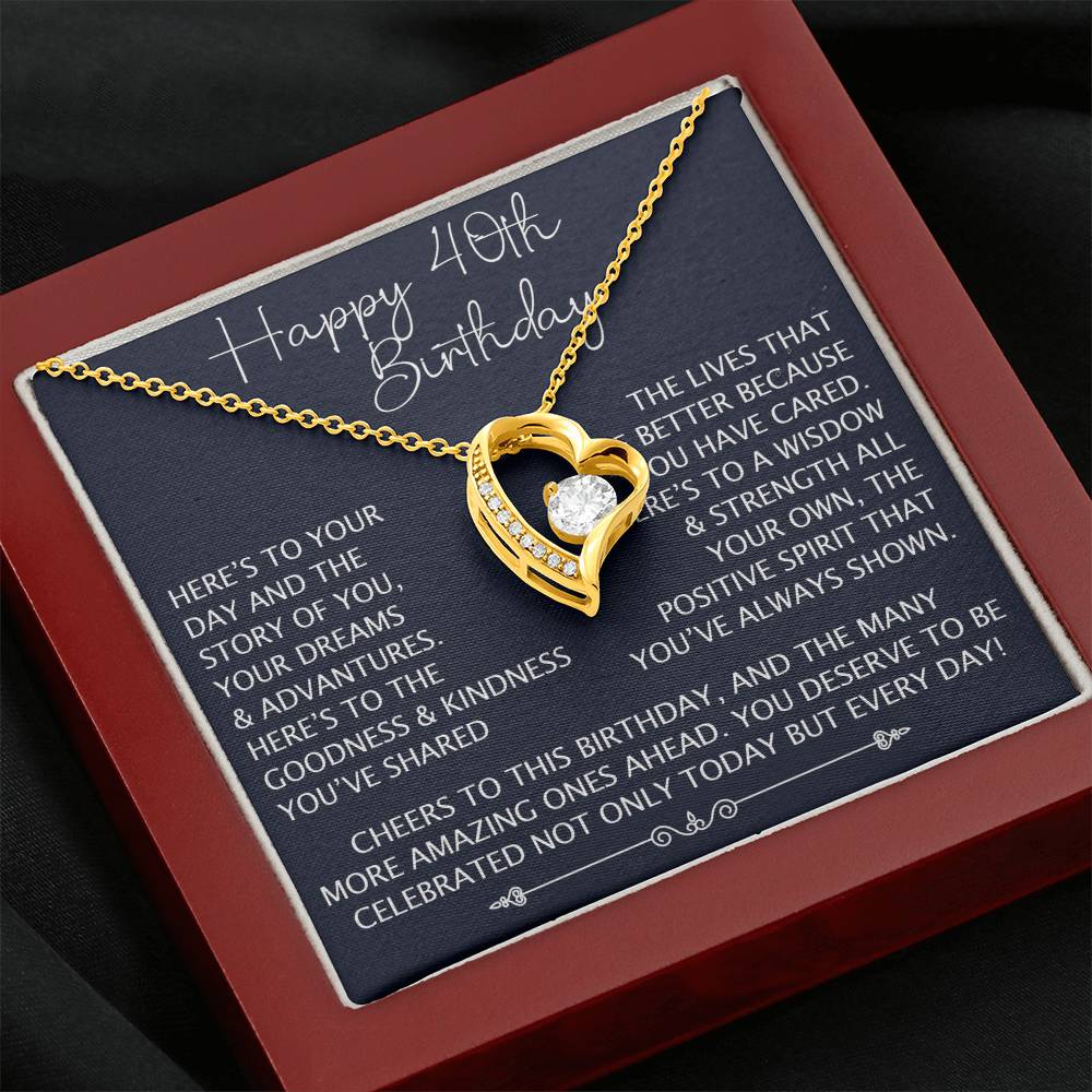Happy 40th Birthday Gift - Forever Love Unique Necklace for Wife, Daughter, Grandma, Granddaughter, Mom, Women, Christmas, Birthday Gift