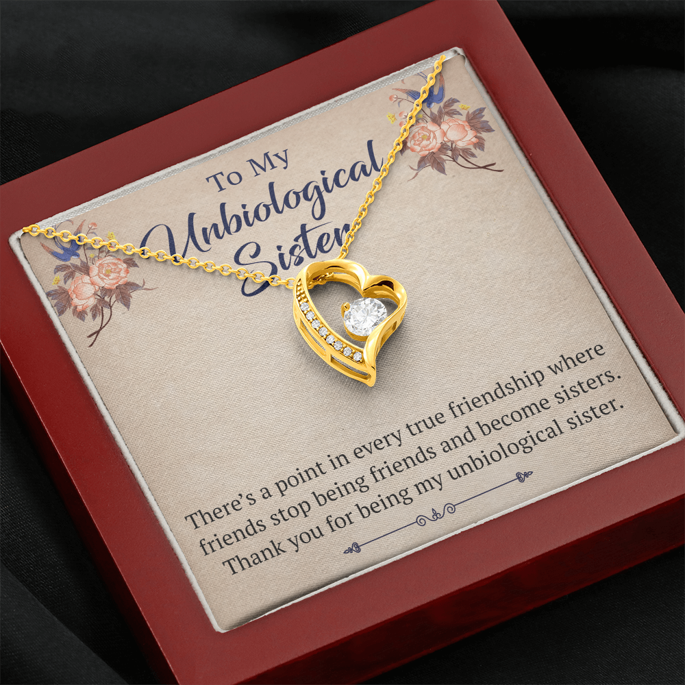 To My Unbiological Sister Forever Love Heart Necklace, Unique Gift for Birthday, Mother's Day, Christmas, or any Special Occasion