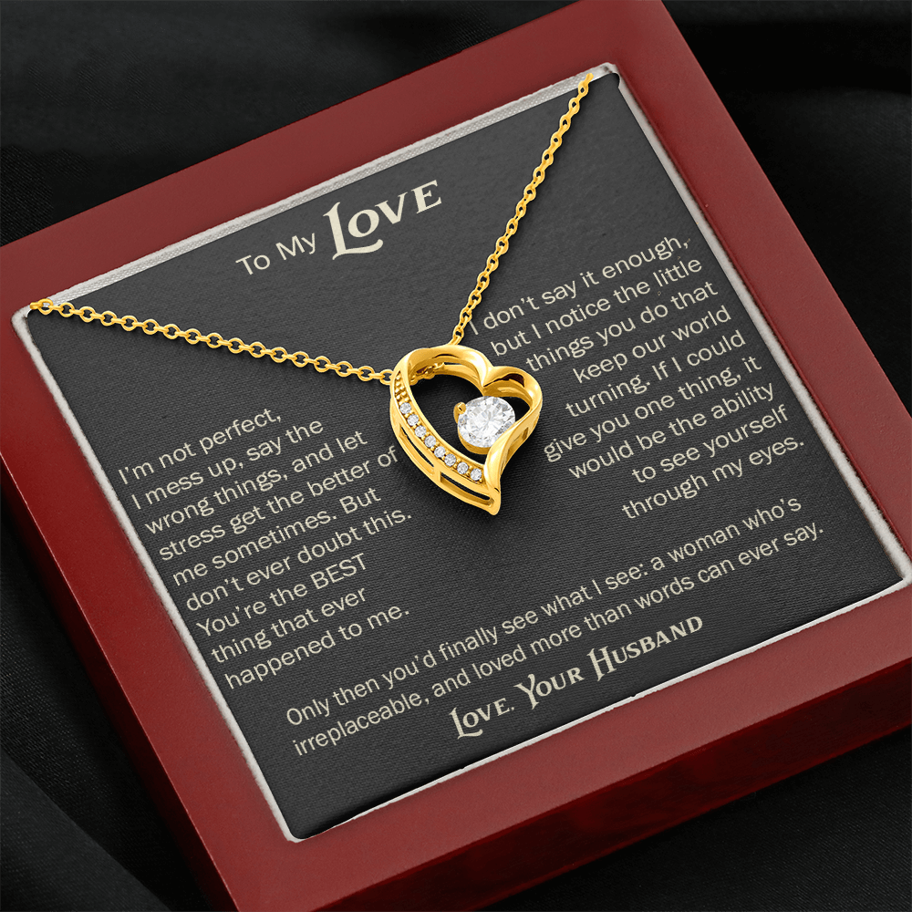 Forever Love Necklace for Wife From Husband, Anniversary Jewelry, Christmas Birthday Present for Her, To My Soulmate Gift