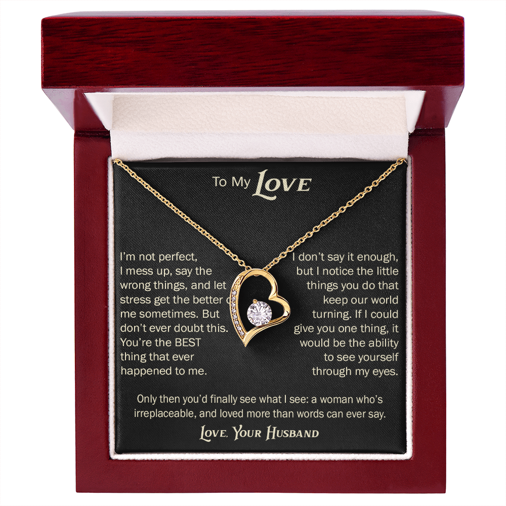 Forever Love Necklace for Wife From Husband, Anniversary Jewelry, Christmas Birthday Present for Her, To My Soulmate Gift