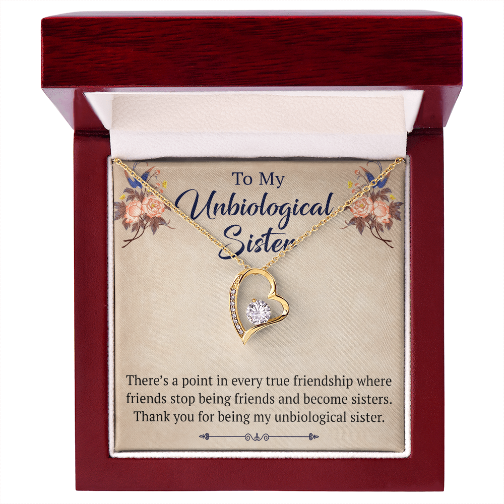 To My Unbiological Sister Forever Love Heart Necklace, Unique Gift for Birthday, Mother's Day, Christmas, or any Special Occasion