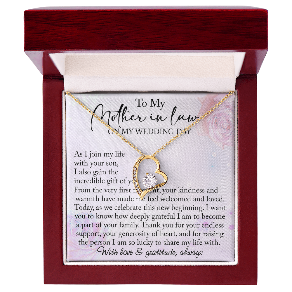 Mother-in-Law Wedding Day Forever Love Heart Necklace, Custom MIL Jewelry, Daughter-in-Law Gift, Personalized Gift From Bride
