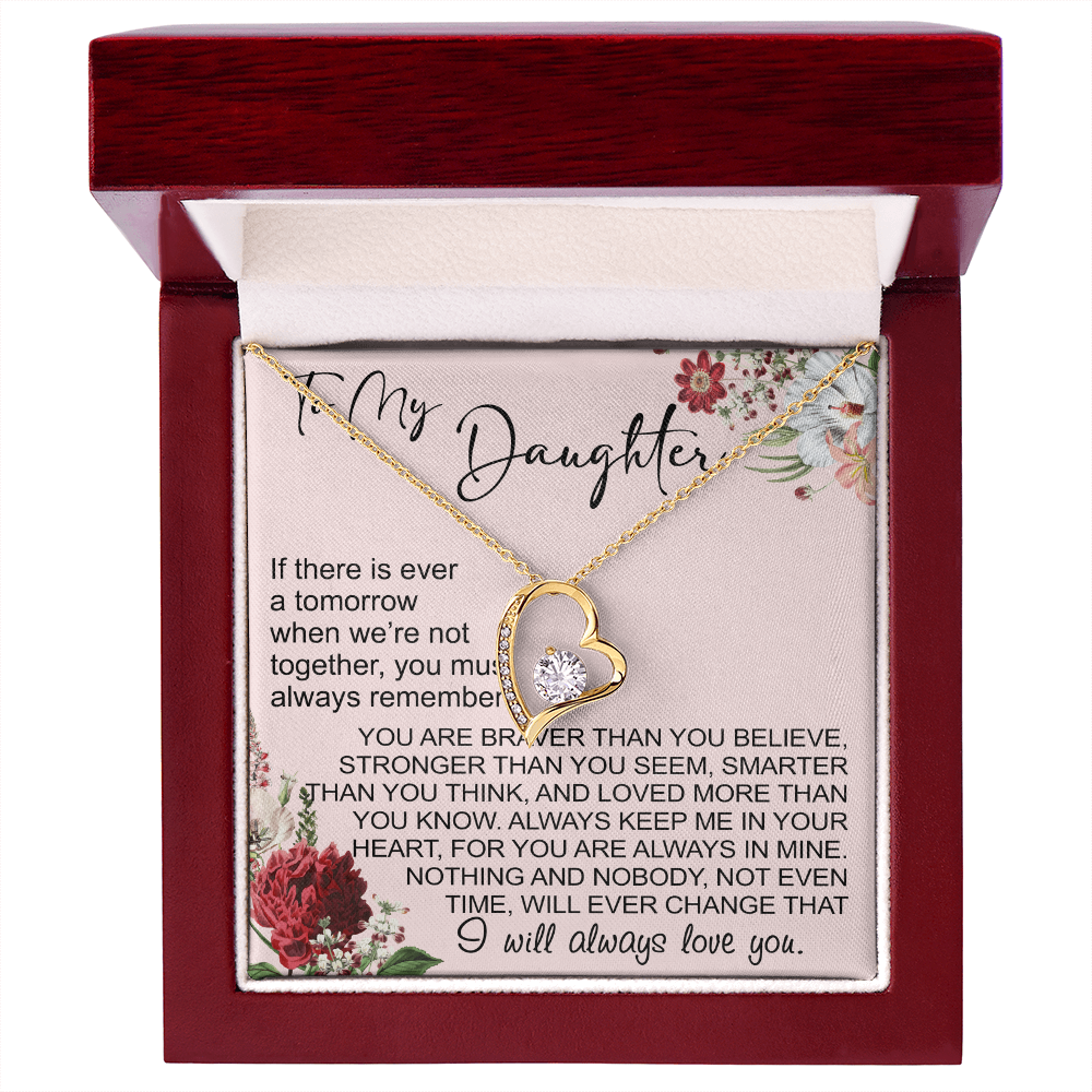 To My Daughter Gift from Dad Mom, Mother In Law, Father In Law - Forever Love Heart Necklace For Little Girl